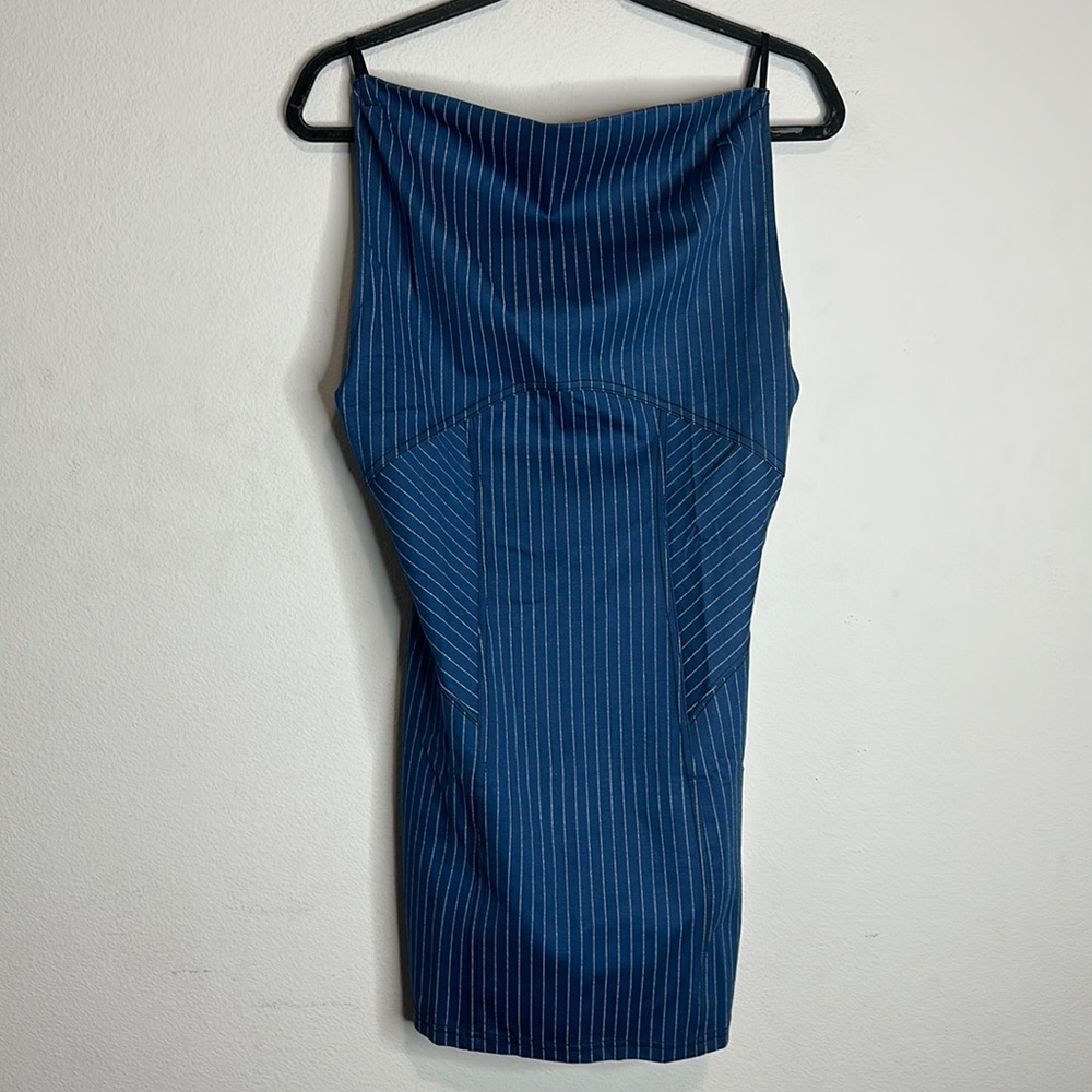 New urban outfitters blue pinstripe backless dress L